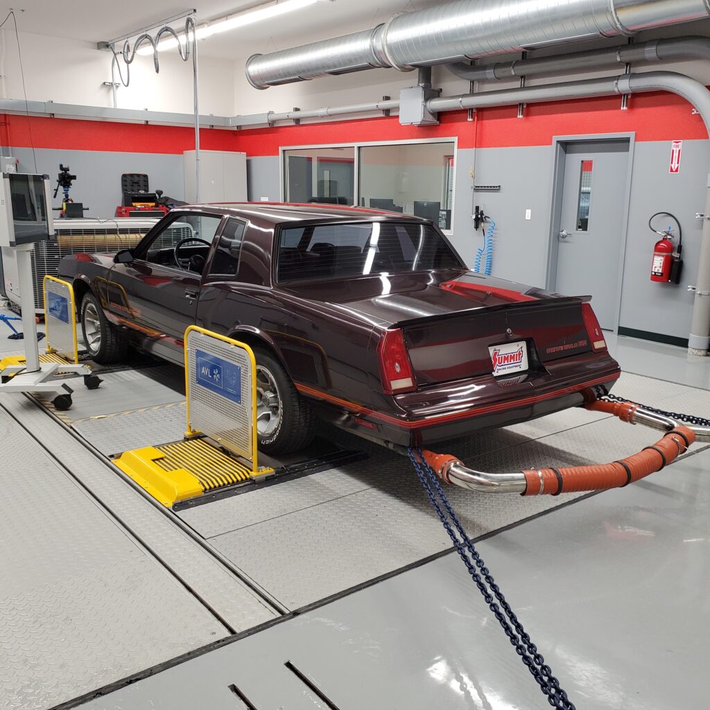 Summit Monte Carlo running emissions testing at the SEMA Garage
